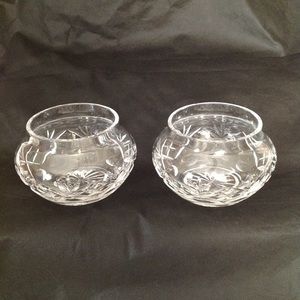 Royal Doulton crystal small rose bowl vase/candleholder set